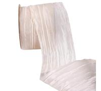 suxuMhao Cinta de satén arrugada con alambre de 2 pulgadas, similar a la seda para envolver regalos, manualidades, coronas, ramos y lazos, color beige