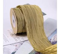 suxuMhao Cinta de satén arrugado con alambre de 2 pulgadas, similar a la seda, para envolver regalos, manualidades, coronas, ramos y lazos, verde amarillento