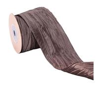 suxuMhao Cinta de satén arrugado con alambre de 2 pulgadas, similar a la seda para envolver regalos, manualidades, coronas, ramos y lazos, café