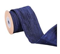 suxuMhao Cinta de satén arrugado con alambre de 2 pulgadas, similar a la seda para envolver regalos, manualidades, coronas, ramos y lazos, color azul marino