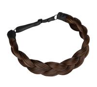 SUXUMHAO Diadema trenzada clásica ancha con correa elástica ajustable, peluca sintética, accesorios de belleza, color marrón claro