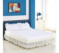 SUXUMHAO Falda de cama de encaje beige, tamaño King de 70 x 78 x 15 pulgadas, 1 pieza elástica, falda para cama, volantes antipolvo sin cubierta superior, diseño de encaje, estilo B