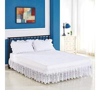 SUXUMHAO Faldón de cama de encaje blanco, tamaño King de 70 x 78 x 15 pulgadas, 1 pieza elástica, falda para cama, volantes antipolvo sin cubierta superior, diseño de encaje, estilo C