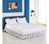 SUXUMHAO Faldón de cama de encaje blanco, tamaño King de 70 x 78 x 15 pulgadas, 1 pieza elástica, falda para cama, volantes antipolvo sin cubierta superior, diseño de encaje, estilo A