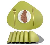suxuMhao Mantel de cena, 4 manteles individuales pequeños de cuero de 42,5 x 34 cm, manteles individuales pequeños para mesa pequeña, protectores de mesa de comedor, decoración de mesa elegante, verde