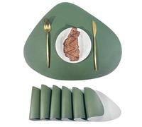 suxuMhao Mantel de cena, 4 manteles individuales pequeños de cuero de 42,5 x 34 cm, manteles individuales pequeños para mesa pequeña, protectores de mesa de comedor, decoración de mesa elegante, verde