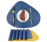 suxuMhao Mantel de cena, 4 manteles individuales pequeños de cuero de 42,5 x 34 cm, manteles individuales pequeños para mesa pequeña, protectores de mesa de comedor, decoración de mesa elegante, azul
