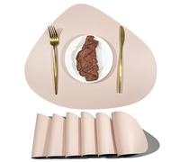 suxuMhao Mantel de cena, 4 manteles individuales pequeños de cuero de 42,5 x 34 cm, manteles individuales pequeños para mesa pequeña, protectores de mesa de comedor, decoración de mesa elegante, rosa