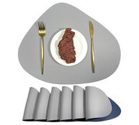 suxuMhao Mantel de cena, 4 manteles individuales pequeños de cuero de 42,5 x 34 cm, manteles individuales pequeños para mesa pequeña, protectores de mesa de comedor, decoración de mesa elegante, gris