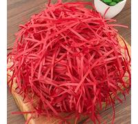 SUXUMHAO Papel de regalo arrugado y relleno de 100 g, con seda de rafia, para rellenar y envolver regalos, ideal para combinar cintas, decoración de cajas de regalo y manualidades hechas a mano (rojo