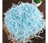 SUXUMHAO Papel de regalo arrugado y relleno de 100 g, con seda de rafia, para rellenar y envolver regalos, ideal para combinar cintas, decoración de cajas de regalo y manualidades hechas a mano (azul)