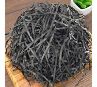 SUXUMHAO Papel de regalo arrugado y relleno de 100 g, con seda de rafia, para rellenar y envolver regalos, ideal para combinar cintas, decoración de cajas de regalo y manualidades hechas a mano (negro