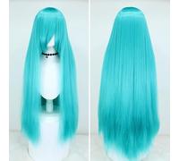 SUXUMHAO Peluca larga lisa de 99 cm para mujer, estilo anime, color azul lago