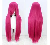SUXUMHAO Peluca larga y recta para mujer, de Anime Fashion de 99 pulgadas, perfecta para anime, personaje de anime, cosplay y estilo diario, color rosa rojo