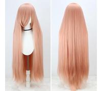 SUXUMHAO Peluca larga y recta para mujer, de Anime Fashion de 99 pulgadas, perfecta para anime, personaje de anime, cosplay y estilo diario, color rosa