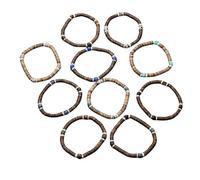 SUXUMHAO Pulsera de cuentas de concha de coco hecha a mano para apilar, hecha a mano, trenzada, ajustable, para mujeres y hombres, G