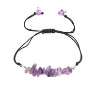 SUXUMHAO Pulsera de cuentas hecha a mano, adecuada tanto para hombres como para mujeres, pulsera de cristal de grava natural tejida a mano con cuerda ajustable (morado)