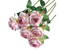 SUXUMHAO Rosas artificiales - 6 piezas de ramo de rosas artificiales de 20 pulgadas, decoración de rosas realistas, flores falsas de alta calidad, flores de seda a granel, para centros de mesa para