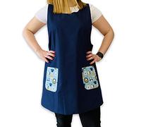 SuYa Shop Bata Maestra color Marino con bolsillos en Fauna, babi, educadora, cole (XL)