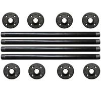 Suyak Paquete de 4 patas de mesa de tubo industrial, patas de escritorio de tubo de metal, tubos y bridas de metal resistentes para mesas vintage personalizadas, muebles y estantes, patas de comedor,