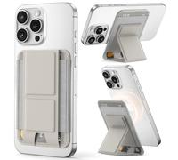 SuydanBox Cartera magnética para teléfono con soporte ajustable en ángulo, tarjetero de cuero para iPhone 16/15/14/13/12 Series (no para iPhone Mini), 1 ranura, 6 tarjetas, piedra