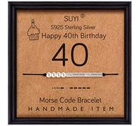 Suyi 40 Regalos De Cumpleaños para Mmadre Pulsera Código Morse Pulsera De Plata Esterlina Joyas De Cumpleaños 40