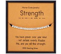 Suyi Pulsera con código morse para mujeres y niñas, pulsera inspiradora de cuentas de plata de ley, regalos para hermana, hija, amiga, madre, esposa, fuerza