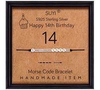 Suyi Regalos De Cumpleaños para Niñas Pulsera Código Morse Pulsera De Plata Esterlina Joyas De Cumpleaños 14 Años Regalos para Ella 14