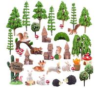 Suynauetev 42 Piezas Arboles Maqueta Arboles para Maquetas Figuras de Animales Adornos para Jardin Adornos Jardin Árboles Modelos Árboles de Modelo Mixto Mini Animales Figuras para DIY Micro Paisaje