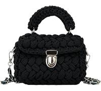 SUYOIKHGMN Bolso clásico de ganchillo hecho a mano, bolso de mano/bandolera de punto grueso hecho a mano, versátil e informal, duradero.