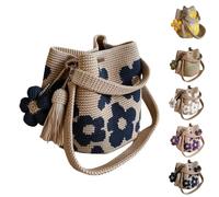 SUYOIKHGMN Bolso de mano de ganchillo con flores, estilo bohemio, ideal para la playa, ir de compras y el día a día.