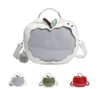 SUYOIKHGMN Bolso Itabag con forma de manzana, de piel sintética con ventana de malla. Se puede llevar cruzado, al hombro o en la mano. Elegante e informal, con un diseño creativo.