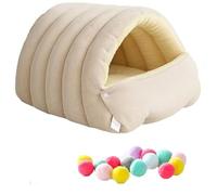 SUYUKU Cama para gatos dormidos de invierno cálida cueva para gatos con acolchado extraíble lavable cómoda casa para mascotas para gatitos, gatos, perros (blanco, 48 x 30 x 20 cm)