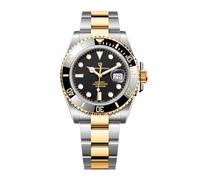 SUZAKU Hombre Reloj Automático NH35 Cerámica Bisel de Zafiro Analógico 100M Resistente al Agua Calendario Reloj de Buzo (Oro Negro)