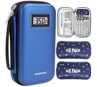 suzamed Estuche de viaje para enfriador de insulina, kit de medicina de viaje con aislamiento EVA con pantalla de temperatura para el cuidado de la diabetes, bolígrafo de insulina y otros suministros