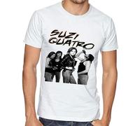 Suzi Quatro Suzi Quatro'73 Hard Rock Camiseta Unisex Printed Tee Graphic Top Men White Shirt, Blanco, S