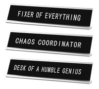 Suzile 3 piezas de Chaos Coordinator Fixer of Everything Desk of a Humble Genius Funny Desk Signs Novelty Placa de identificación divertida decoración de oficina placa de escritorio para compañeros de