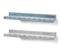 Suzile Juego de 2 estantes festoneados flotantes de pared para habitación, baño, dormitorio, bonita decoración de habitación estética y libros, juguetes, marcos de fotos (23 pulgadas, blanco, azul)