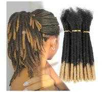 SUZLAZYR Extensiones Loc Cabello Humano 0,6 cm 40 Hilos Extensiones de rastas 100% Hechas a Mano para Hombre/Mujer, Se Puede teñir, decolorar, rizar y torcer.,T1b/27#,8in