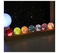 SUZLAZYR Lámpara de Noche con Bola de Cristal de 40 mm con Base de Madera LED, Esfera curativa de los 7 Chakras para meditación Juego de Bolas Decorativas para el hogar,Long Base