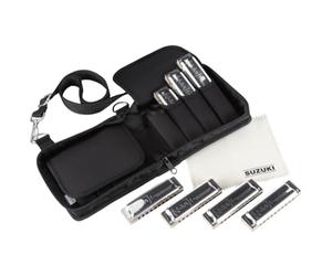 Suzuki M-20-S Manji - Armónica diatónica (7 piezas, llave G, A, Bb, C, D, E, F, color negro)