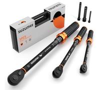 SUZUME Juego de 3 llaves dinamométricas de 72 dientes, llave dinamométrica ajustable de doble dirección, doble escala, 1/4, 3/8 y 1/2 pulgadas ± 3% de precisión, llaves dinamométricas de clic para