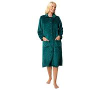 Suzy & Me Bata de forro polar suave con relieve y botones para mujer, verde (Forest green), 52-54