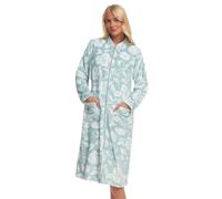 Suzy & Me Bata estampada suave con cremallera frontal para mujer, Pato Azul Del Huevo, 48-50