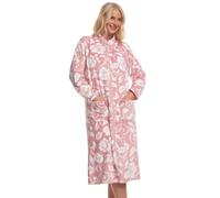 Suzy & Me Bata estampada suave con cremallera frontal para mujer, Rosa oscuro., 48-50