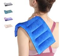 SuzziPad Almohadilla calefactora de microondas de 8x17 pulgadas para cuello y hombro, paquete de calor húmedo para relajación, azul marino