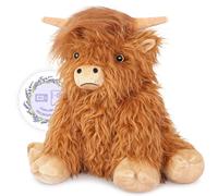 SuzziPals Animales de peluche de vaca de las tierras altas, almohadilla térmica de animales de peluche para microondas para calambres y alivio del dolor, peluche de vaca de las tierras altas