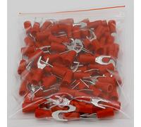 SV1.25-4 Red Furcate Fork Spade 22-16AWG Wire Crimp Pressed terminals Cable Wire Connector 100PCS/Pack SV1-4 SV