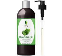 SVA ORGANICS Aceite Brahmi con bomba de pulverización, aceite ayurvédico natural puro para la piel, cuidado del cabello, crecimiento del cabello, solución de aceite para cabello largo y fuerte 8 Fl Oz