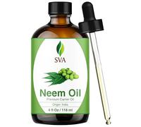 SVA ORGANICS Aceite de neem certificado por USDA, 4 onzas, aroma muy fuerte y herbal, 100% puro, oscuro y sin refinar, piel y cabello, higiene de superficies, masajes ayurvédicos, 4 onzas